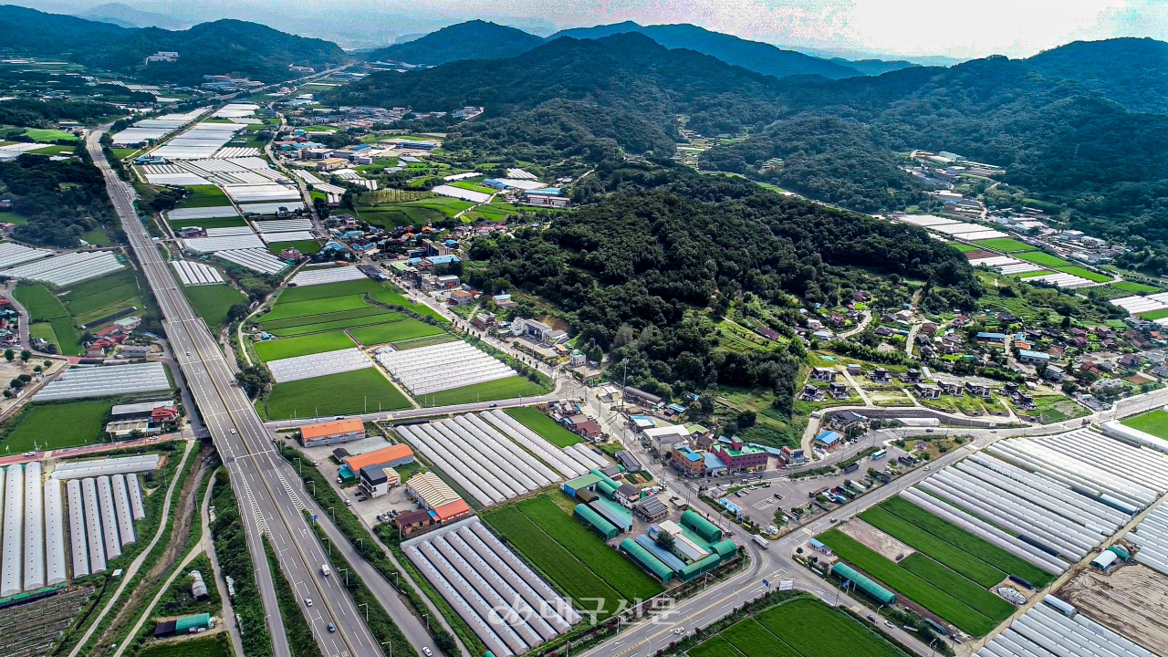 성주군 월항면은 참외의 고장답게 참외하우스가 많이 눈에 띈다.참외향기마을은 카페옐롱을 중심으로 하는 주민사업체이다.이곳에서는 성주 참외를 가공한 디저트 개발로 농가소득을 올리고 청년일자리 창출에도 기여를 한다.앞으로 카페옐롱은 관광 성주의 거점으로 중요한 역할을 할 예정이다.사진 왼쪽 아래에 보이는 검정색 지붕의 건물이 카페 옐롱이다. 전영호기자