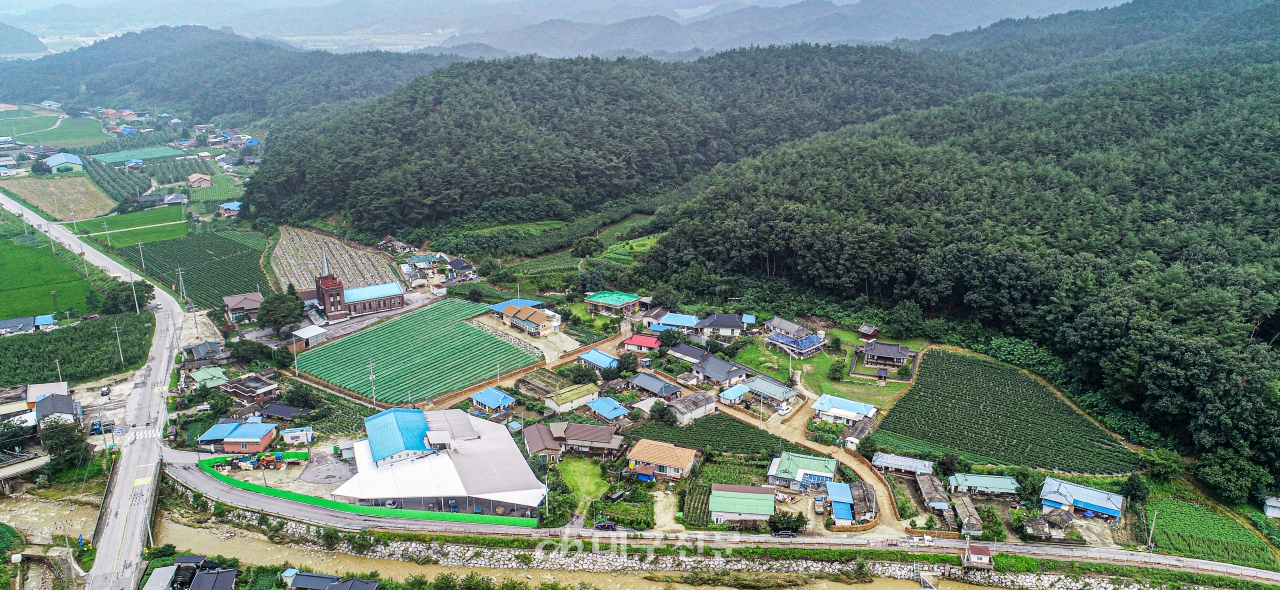 봉화군 창평리는 베트남 리왕조의 후손인 화산이씨의 세거지이다. 사진 오른쪽위에 임진왜란때 의병으로 활약한 이장발을 기리기 위한 충효당이 있다. 최근 창평리 봉성면 일원에는 베트남 타운 조성이 진행중이다. 전영호기자