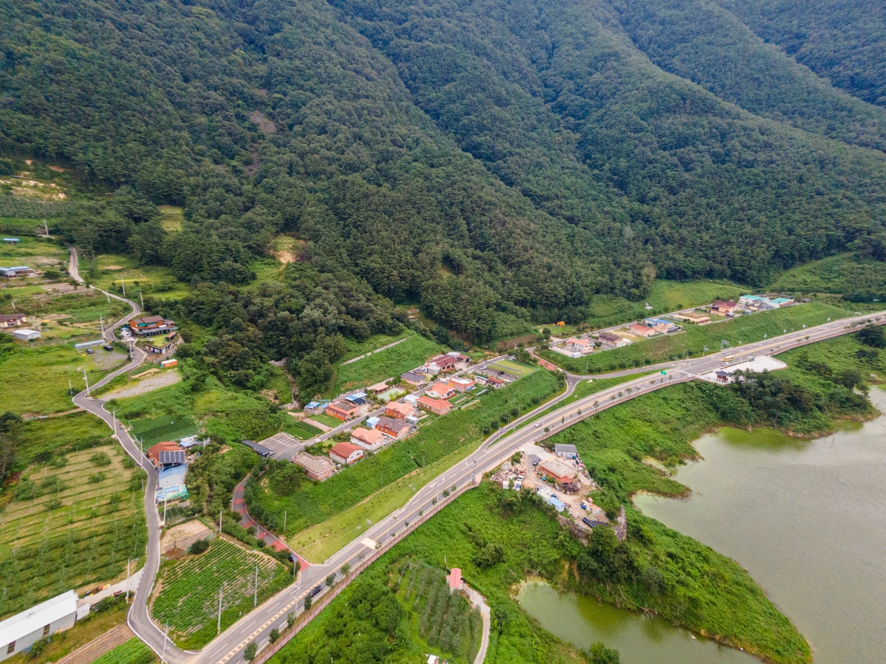 영천시 화북면 입석리는 선돌, 짚은기미, 배나무정 세 개의 자연부락으로 이루어져있다. 보현산댐 옆 긴 산허리를 따라 있는 은하수 마을은 댐 건설로 인해 마을이 수몰되면서 새롭게 조성된 마을로 얼핏보면 별장마을처럼 보인다. 김선국 객원사진기자 