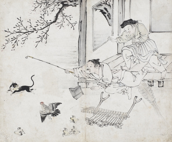 김득신 '긍재전신첩 : 야묘도추' 간송미술문화재단 제공