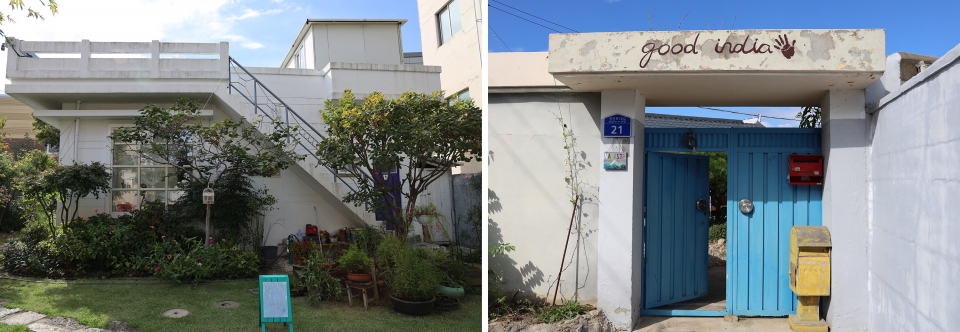 마을 골목에는 카페와 트렌디한 상점들이 생기기 시작했다. (왼쪽부터)서상길 어울림센터 인근에 위치한 카페 '월든', 인도 원단으로 만든 옷을 판매하고 있는 소품샵 '굿인디아'