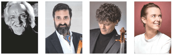 왼쪽부터. 코스 디렉터 디륵 페렐스트,  첼로 올시 레카, 바이올린 산더 게르츠, 바이올린 알리스 반 뢰벤.